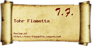 Tohr Fiametta névjegykártya